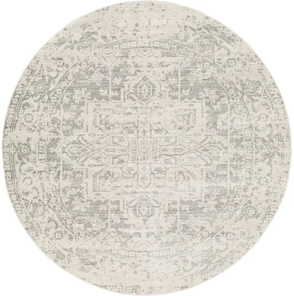 Harput Round Rug in Charcoal, Light Gray, Beige by Surya