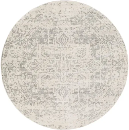 Harput Round Rug in Charcoal, Light Gray, Beige by Surya