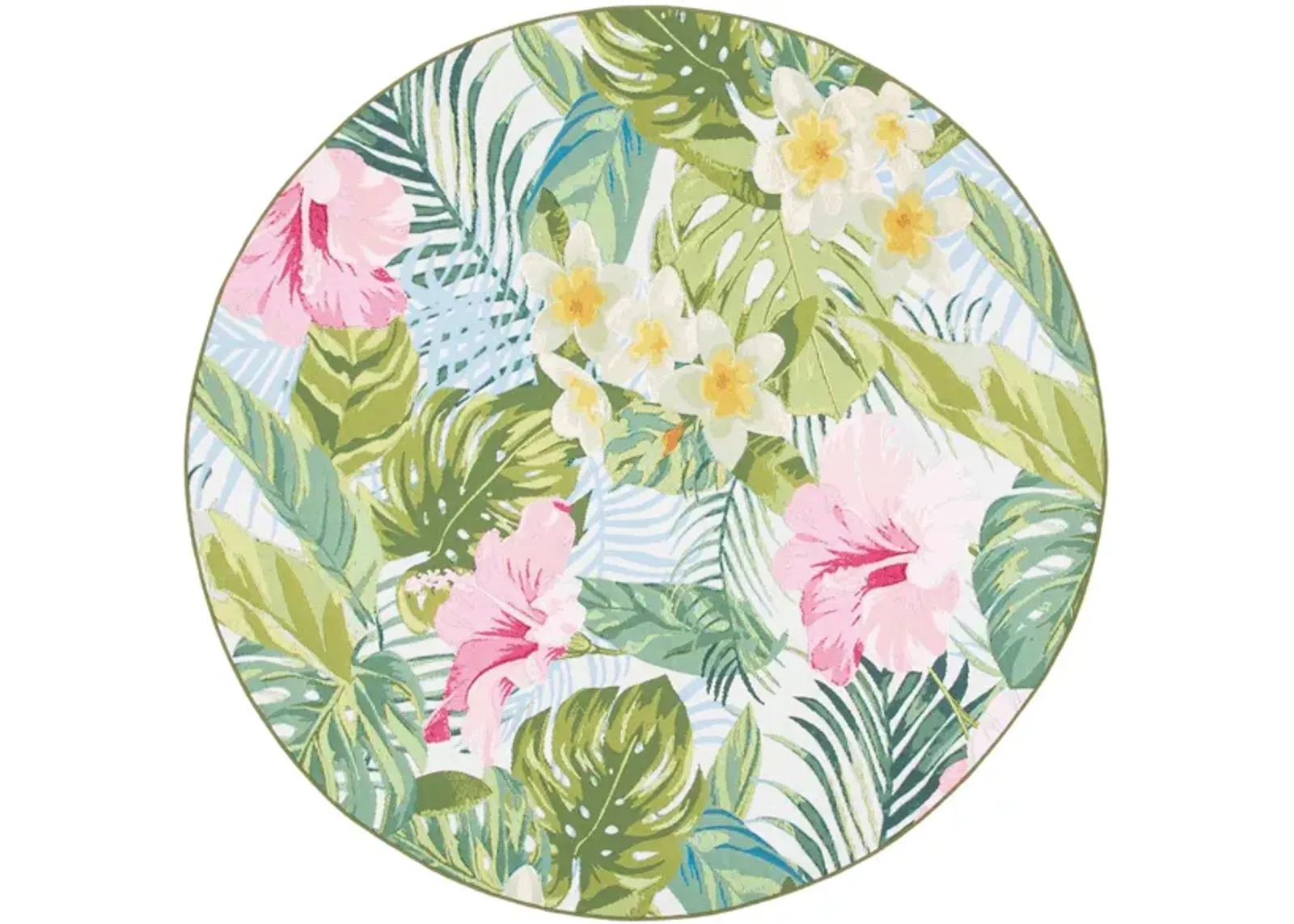 Barbados Flora Indoor/Outdoor Area Rug in Green / Pink by Safavieh