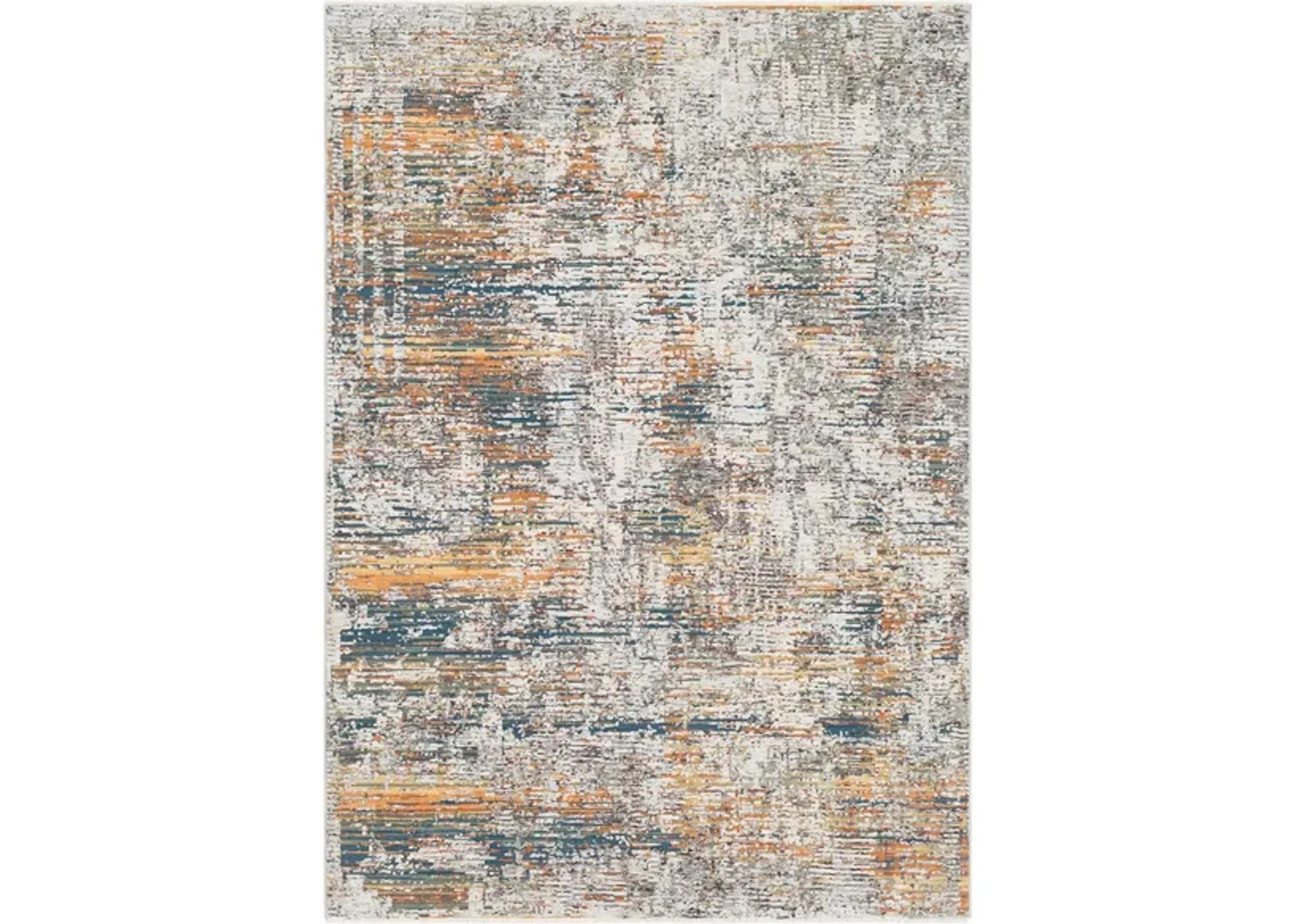 Presidential Santa Fe Rug in Bright Blue, Burnt Orange, Peach, Pale Blue, Medium Gray, Charcoal, Ivory, Butter, Lime by Surya