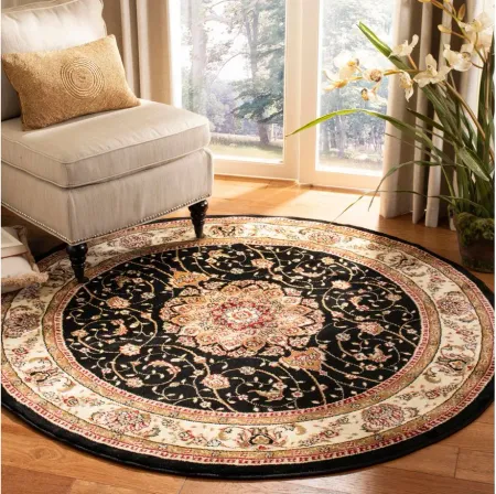 Wessex Area Rug Round in Black / Ivory by Safavieh