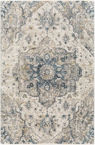 Caerdyf Shotton Area Rug in Teal, Ivory, Gray, Camel by Surya