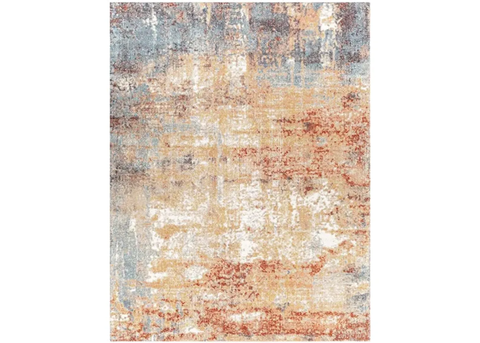 Huntington Beach Sunset Indoor/Outdoor Area Rug in Denim, Brick Red, Tan, Medium Gray, Cream, Navy, Light Beige by Surya