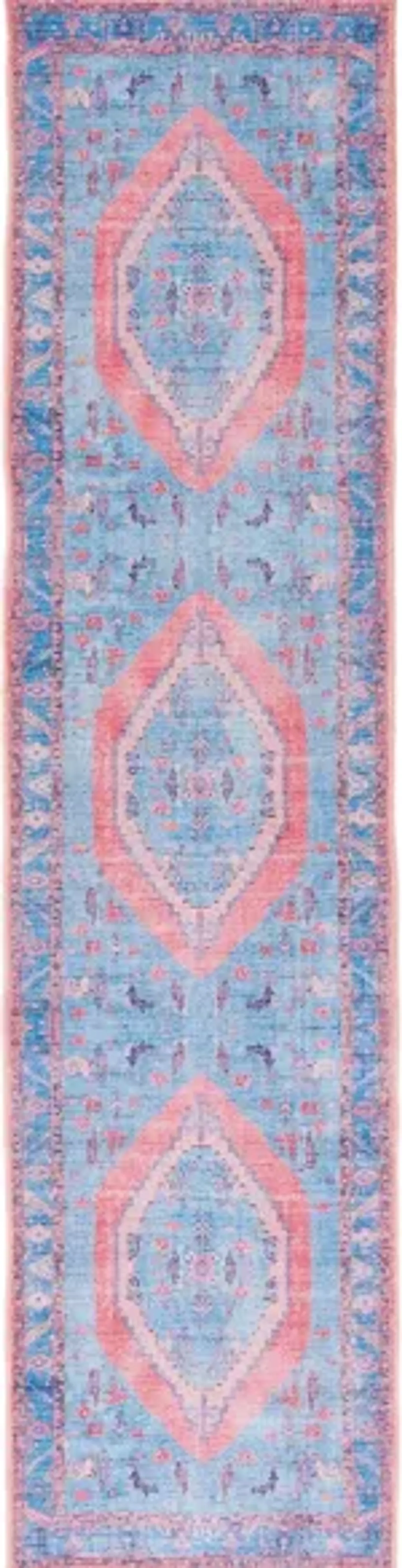 Serapi Runner Rug in Light Blue & Beige by Safavieh