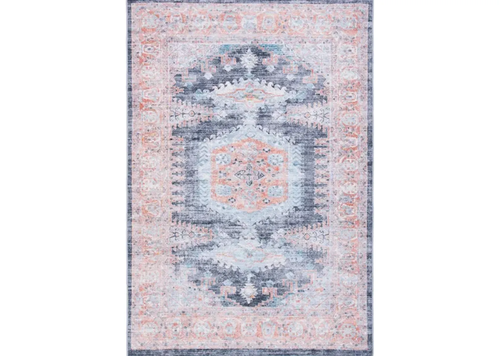 Serapi Area Rug in Terracotta & Blue by Safavieh