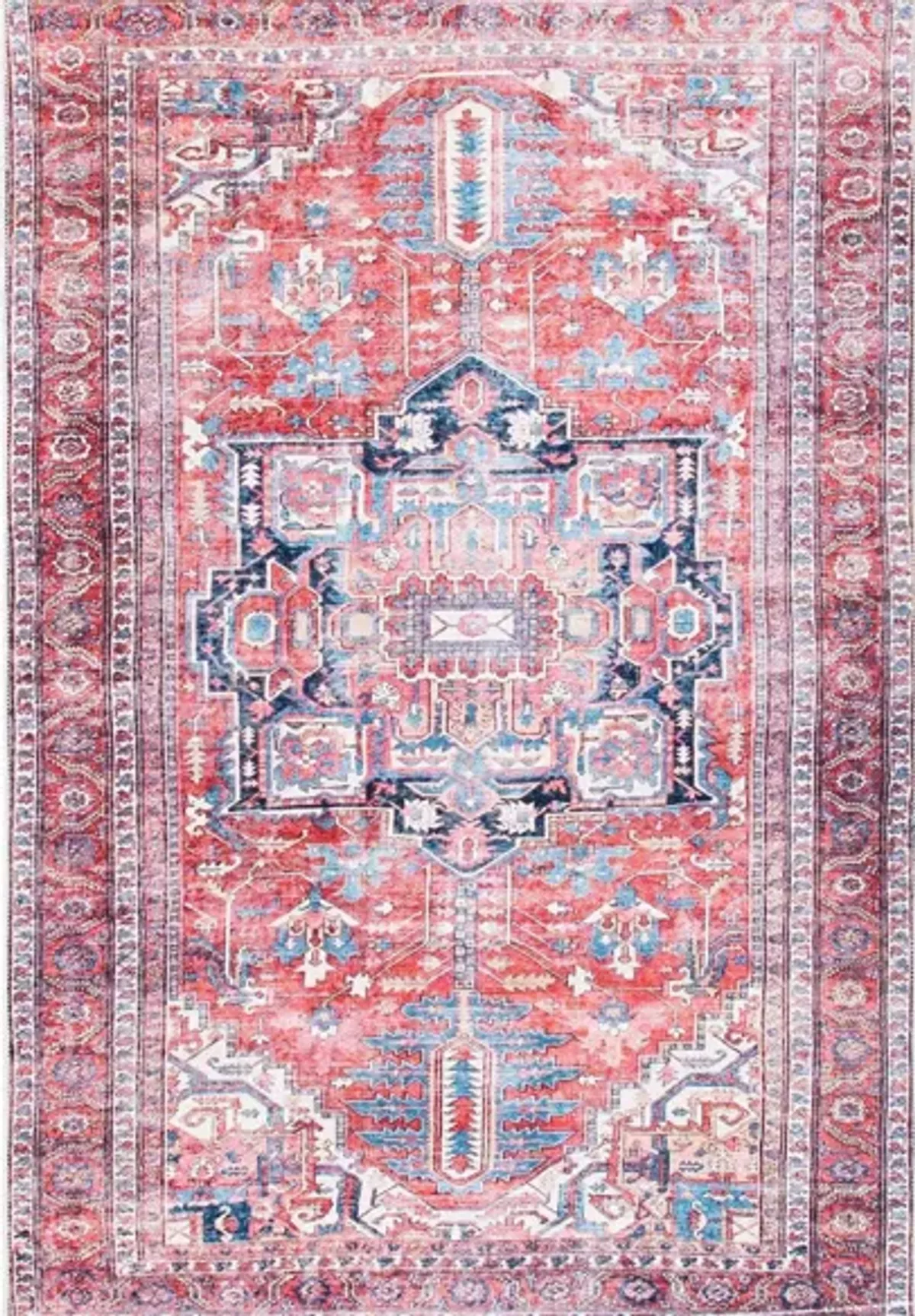 Serapi Area Rug in Red & Navy by Safavieh