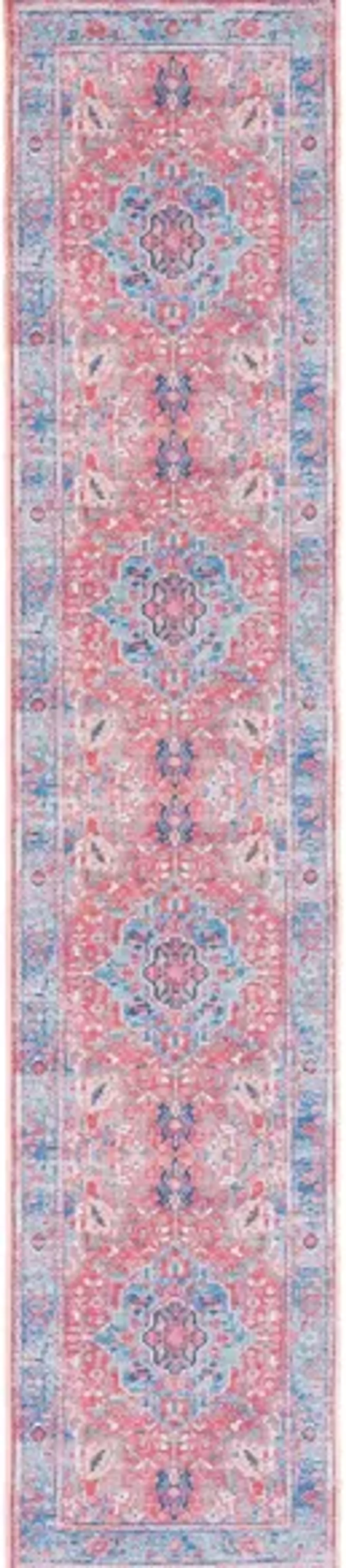 Serapi Runner Rug in Light Blue & Red by Safavieh