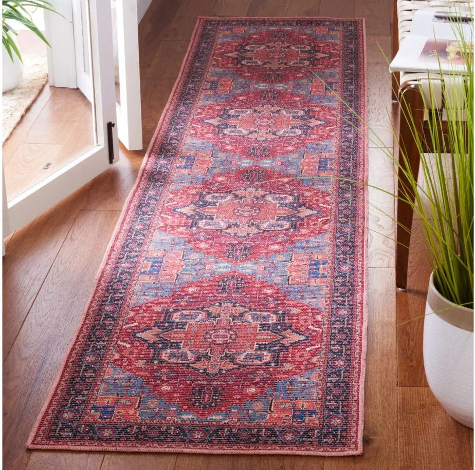 Serapi Runner Rug in Red & Blue by Safavieh