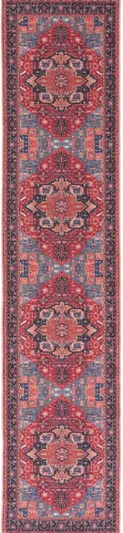 Serapi Runner Rug in Red & Blue by Safavieh