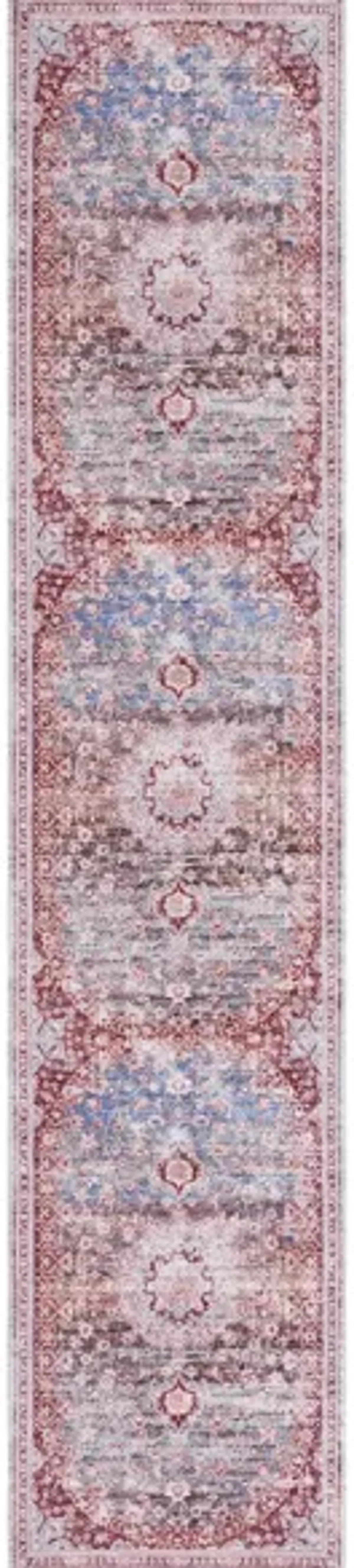 Serapi Runner Rug in Light Blue & Red by Safavieh