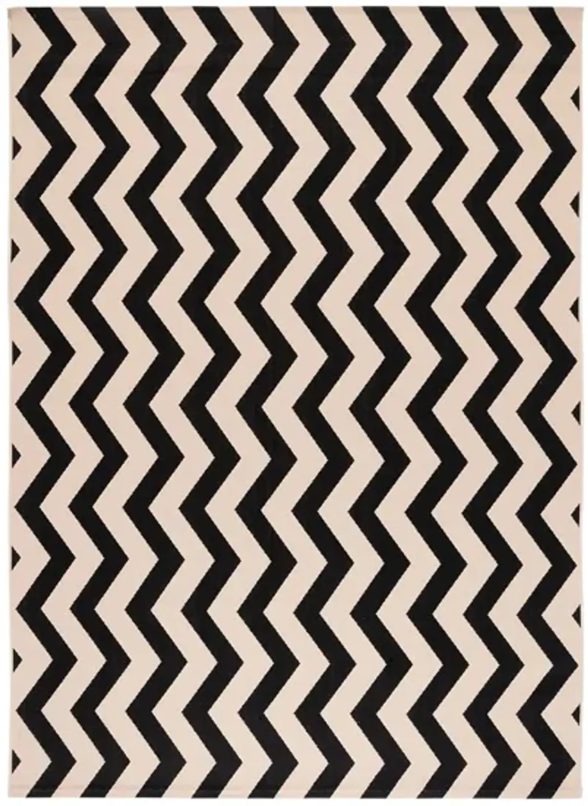 Courtyard Chevron Indoor/Outdoor Area Rug in Black & Beige by Safavieh