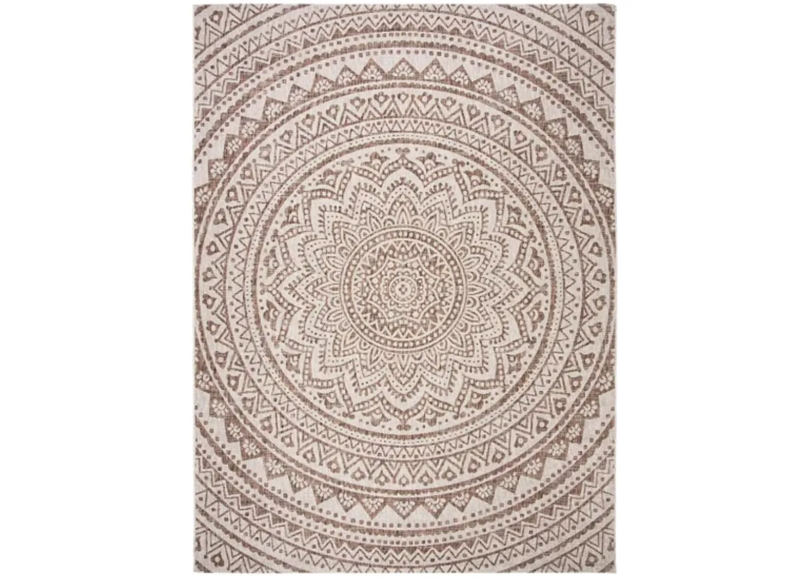 Courtyard Mandala Indoor/Outdoor Area Rug in Light Beige & Light Brown by Safavieh