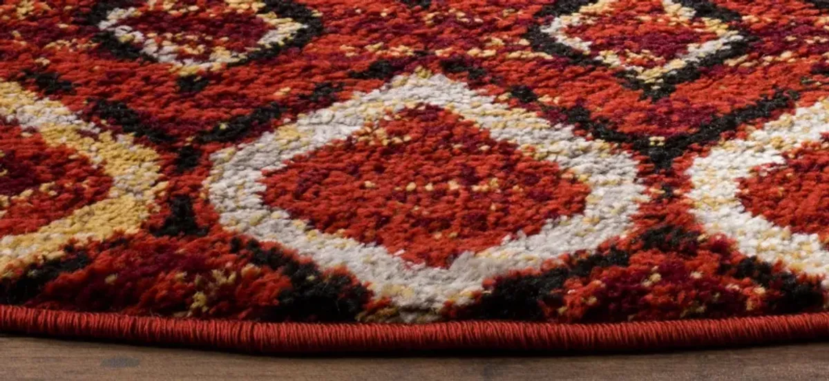 Halen Red Area Rug Round