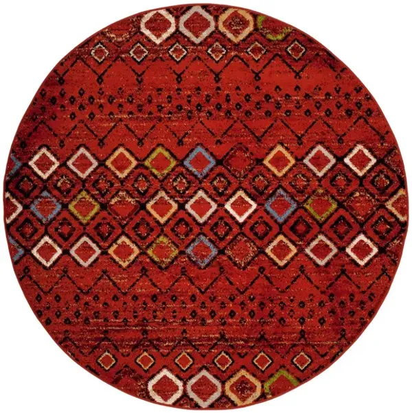 Halen Red Area Rug Round