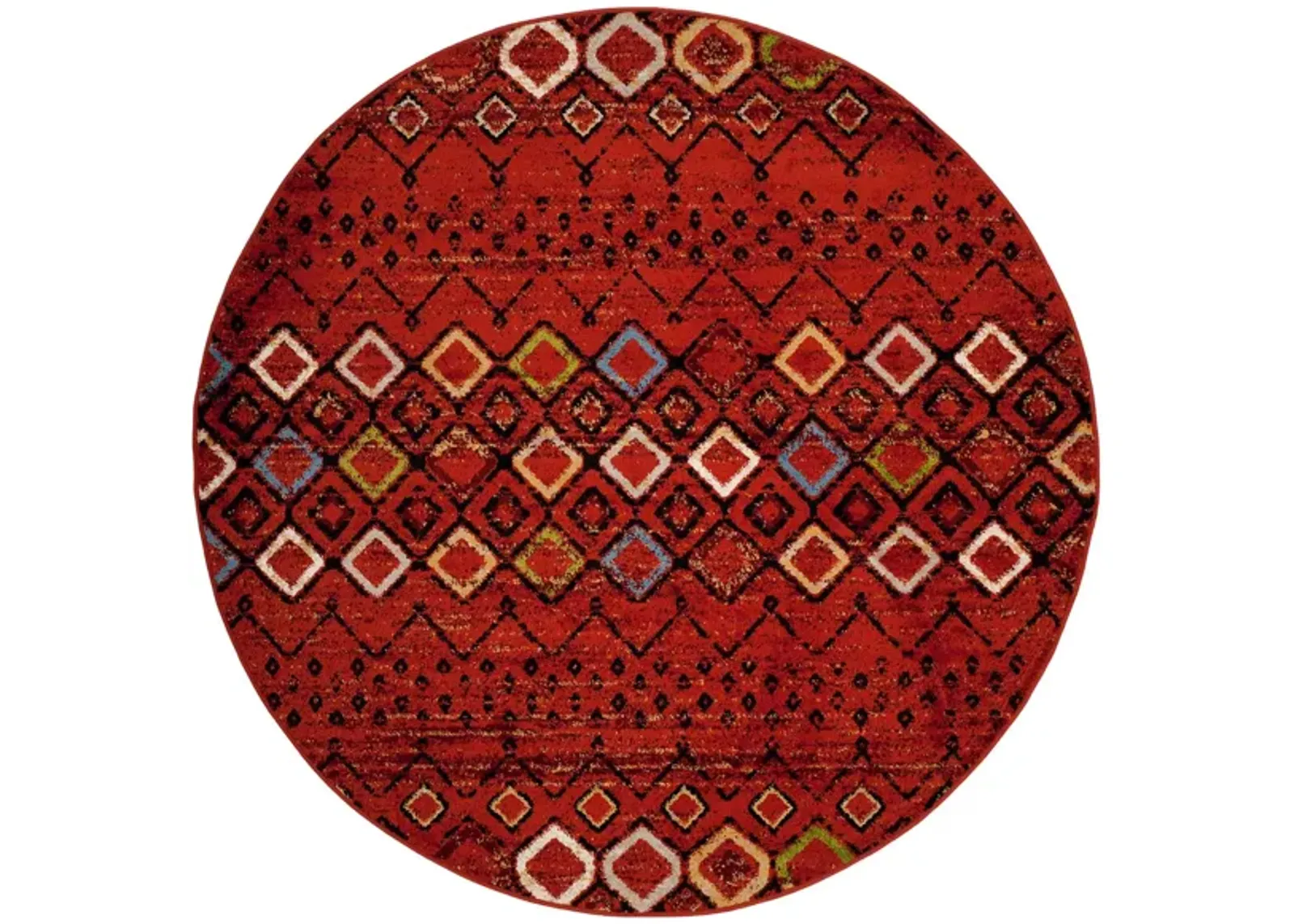 Halen Red Area Rug Round in Terracotta by Safavieh