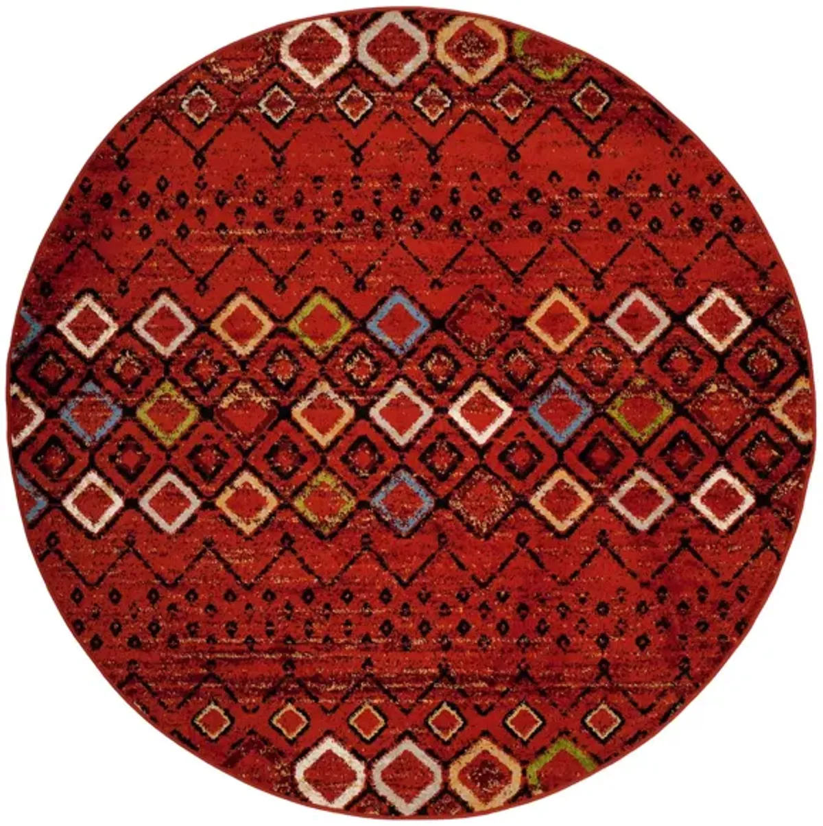 Halen Red Area Rug Round in Terracotta by Safavieh