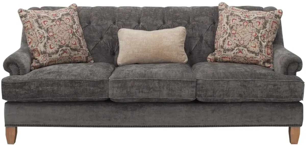 Messana Chenille Velvet Sofa in Gray by Aria Designs