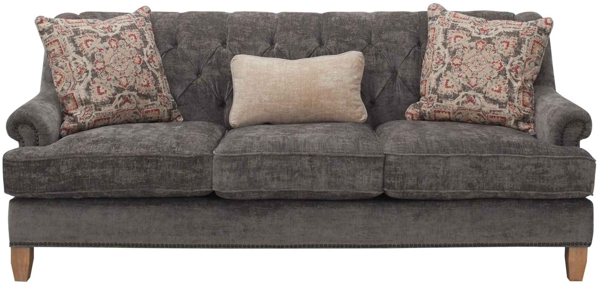 Messana Chenille Velvet Sofa in Gray by Aria Designs