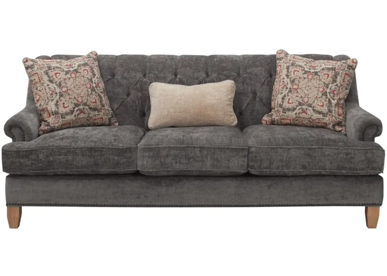 Messana Chenille Velvet Sofa in Gray by Aria Designs