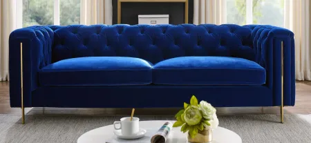 Charlene Button Tufted Sofa in Blue by Steve Silver Co.