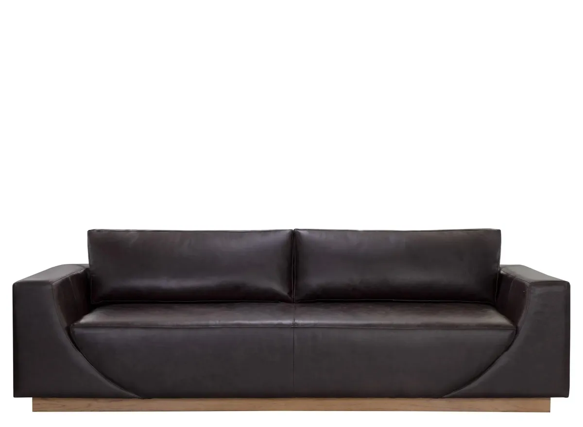 Anakin Sofa in Warm Black Leather by Sunpan