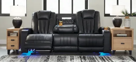 Center Point Reclining Sofa in Black by Ashley Furniture