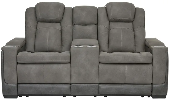 Next-Gen DuraPella Power Reclining Loveseat with Console in Slate by Ashley Furniture