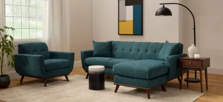 Milo Reversible Sofa Chaise in Elliot Teal by H.M. Richards