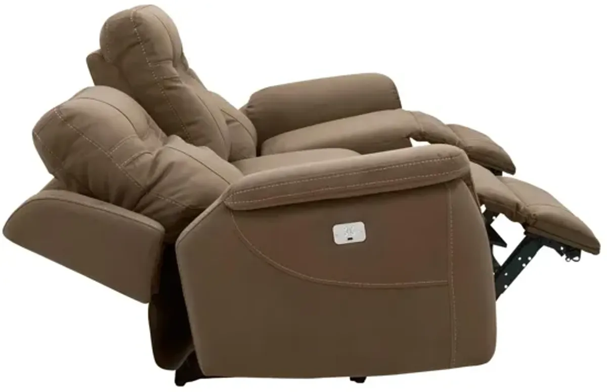 Stanfield Microfiber Power-Reclining Sofa w/ Power Headrest