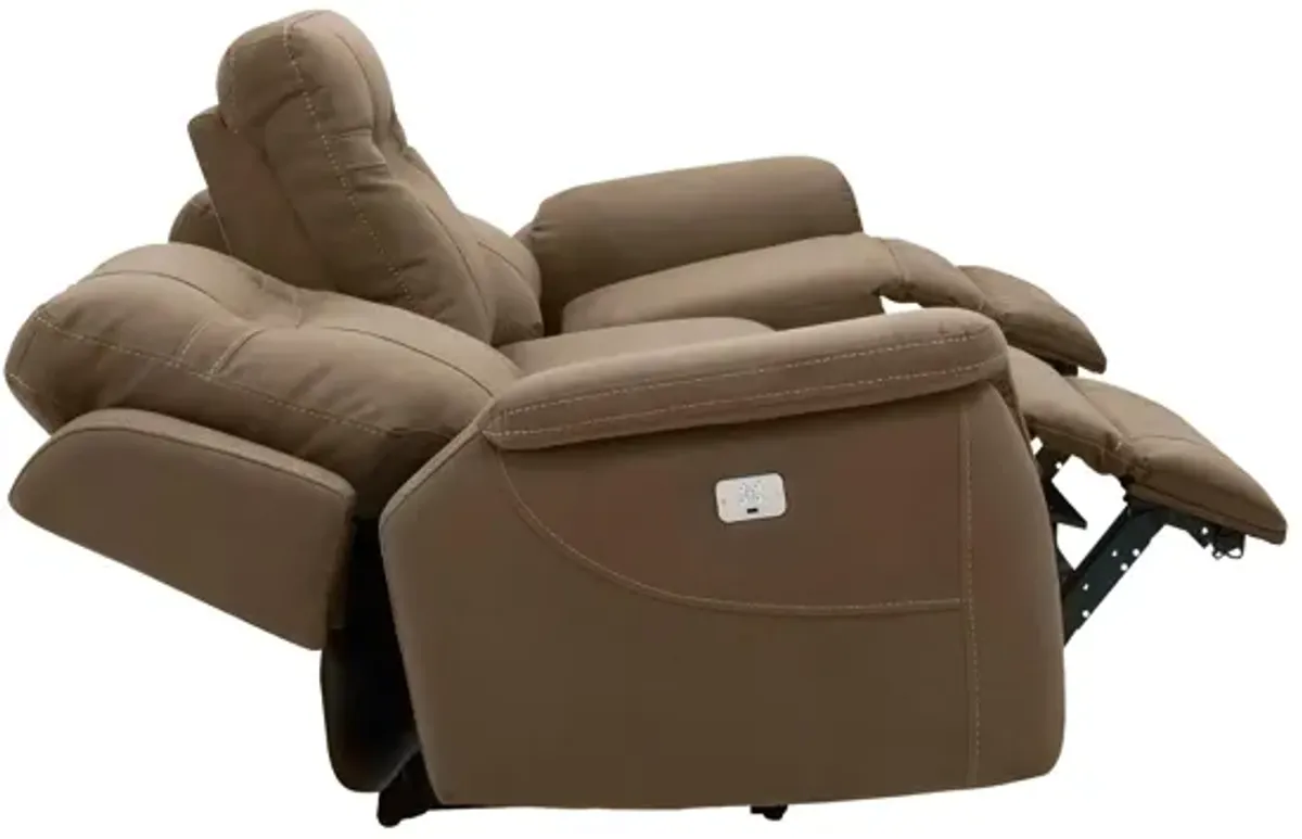 Stanfield Microfiber Power-Reclining Sofa w/ Power Headrest