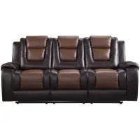 Ashcroft Double Reclining Sofa w/Drop-Down Cup Holder in 2-Tone (Light Brown and Dark Brown) by Homelegance