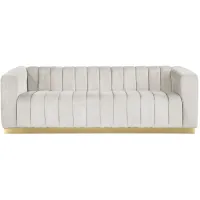 Marlon Velvet Sofa in Cream by Meridian Furniture