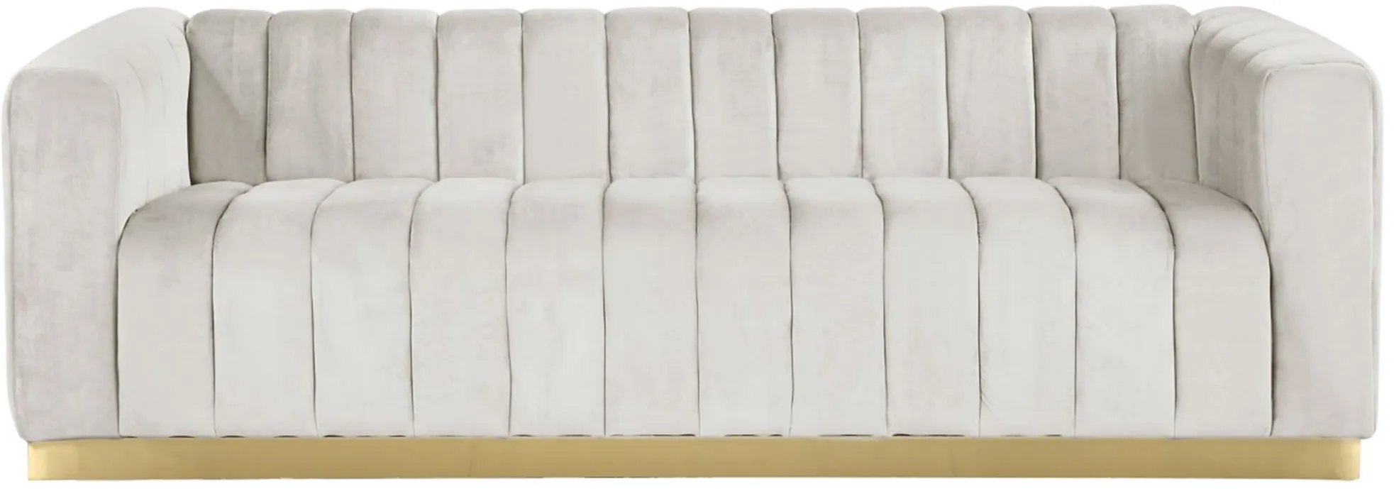 Marlon Velvet Sofa in Cream by Meridian Furniture
