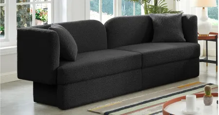 Marcel Boucle Fabric Sofa in Black by Meridian Furniture