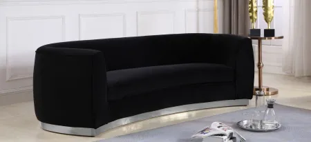 Julian Velvet Sofa in Black & Silver by Meridian Furniture