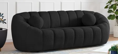 Elijah Boucle Fabric Sofa in Black by Meridian Furniture