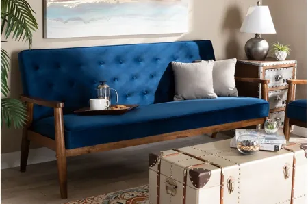 Sorrento Sofa in Navy Blue/Brown by Wholesale Interiors