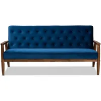 Sorrento Sofa in Navy Blue/Brown by Wholesale Interiors