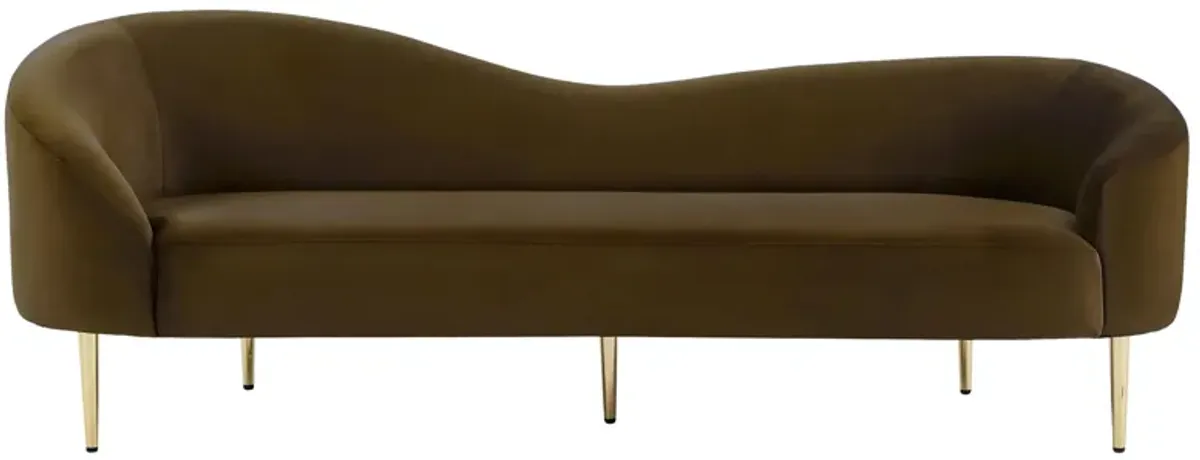 Ritz Velvet Sofa in Brown by Meridian Furniture