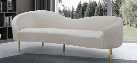 Ritz Velvet Sofa in Cream by Meridian Furniture