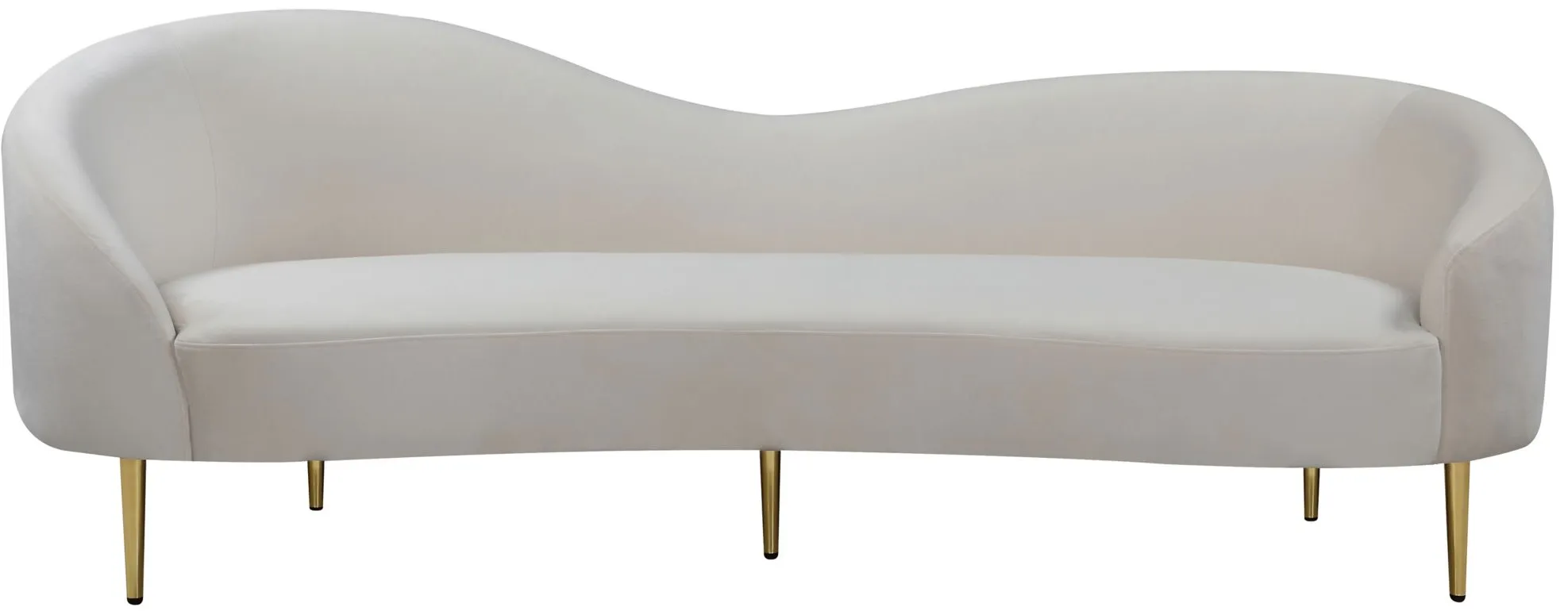 Ritz Velvet Sofa in Cream by Meridian Furniture