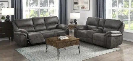 Cassiopeia Double Power Reclining Sofa in Gray by Homelegance