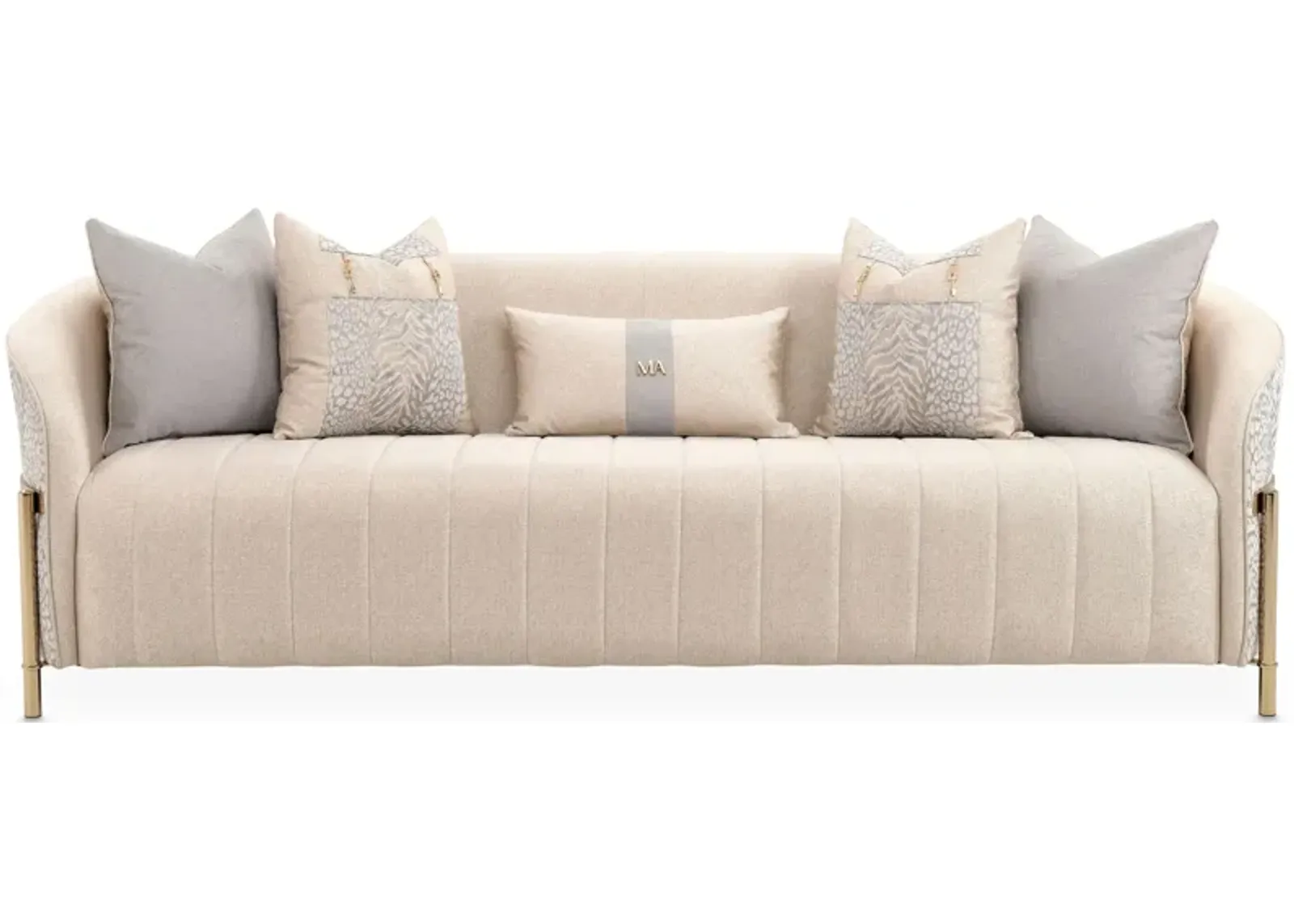 Lisbon Sofa in Gold;Off-White by Amini Innovation