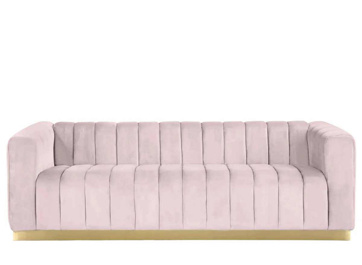 Marlon Velvet Sofa in Pink by Meridian Furniture