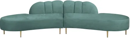 Divine Velvet 2pc. Sectional in Mint by Meridian Furniture