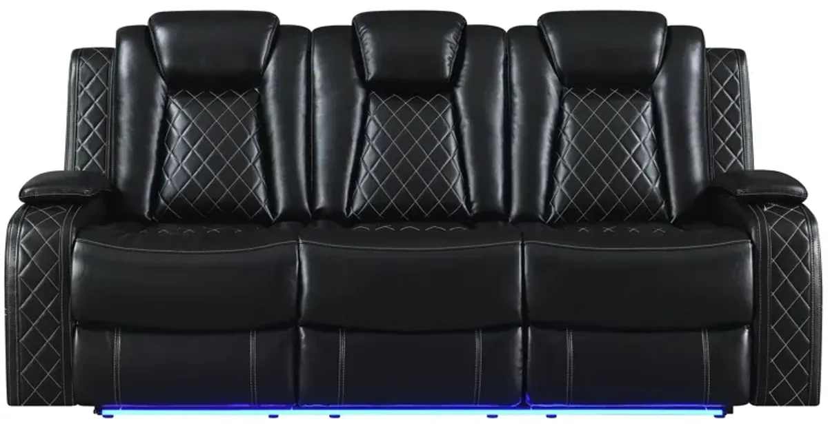 Orion Power Reclining Sofa in Black by New Classic Home Furnishings