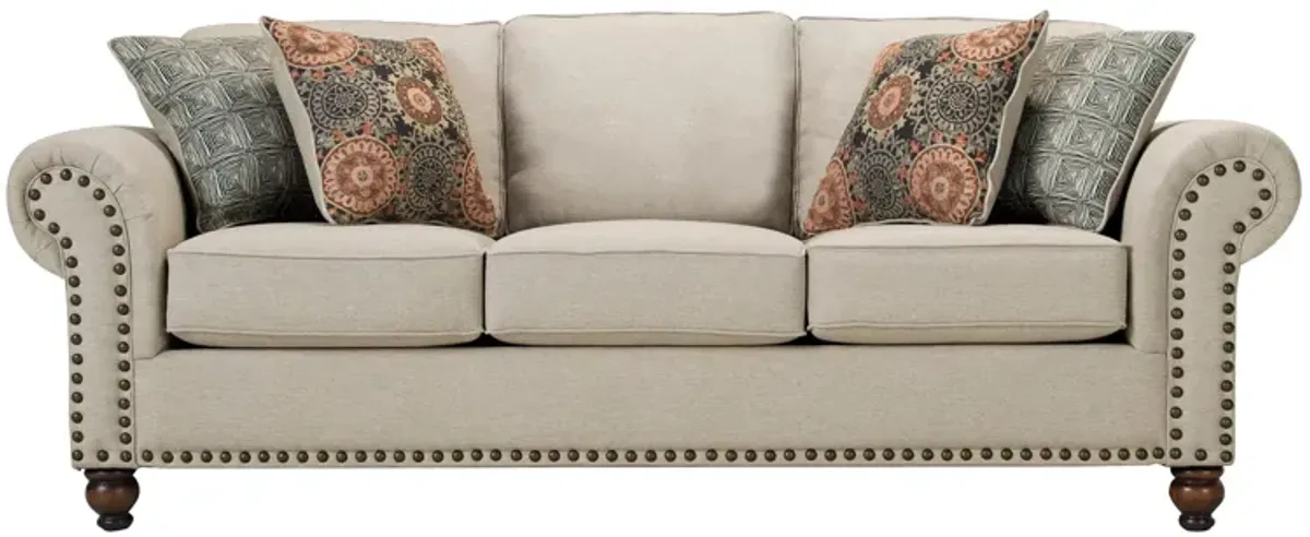 Corliss Sofa in Oatmeal / Walnut by Fusion Furniture