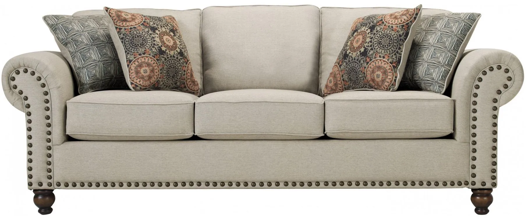 Corliss Sofa in Oatmeal / Walnut by Fusion Furniture