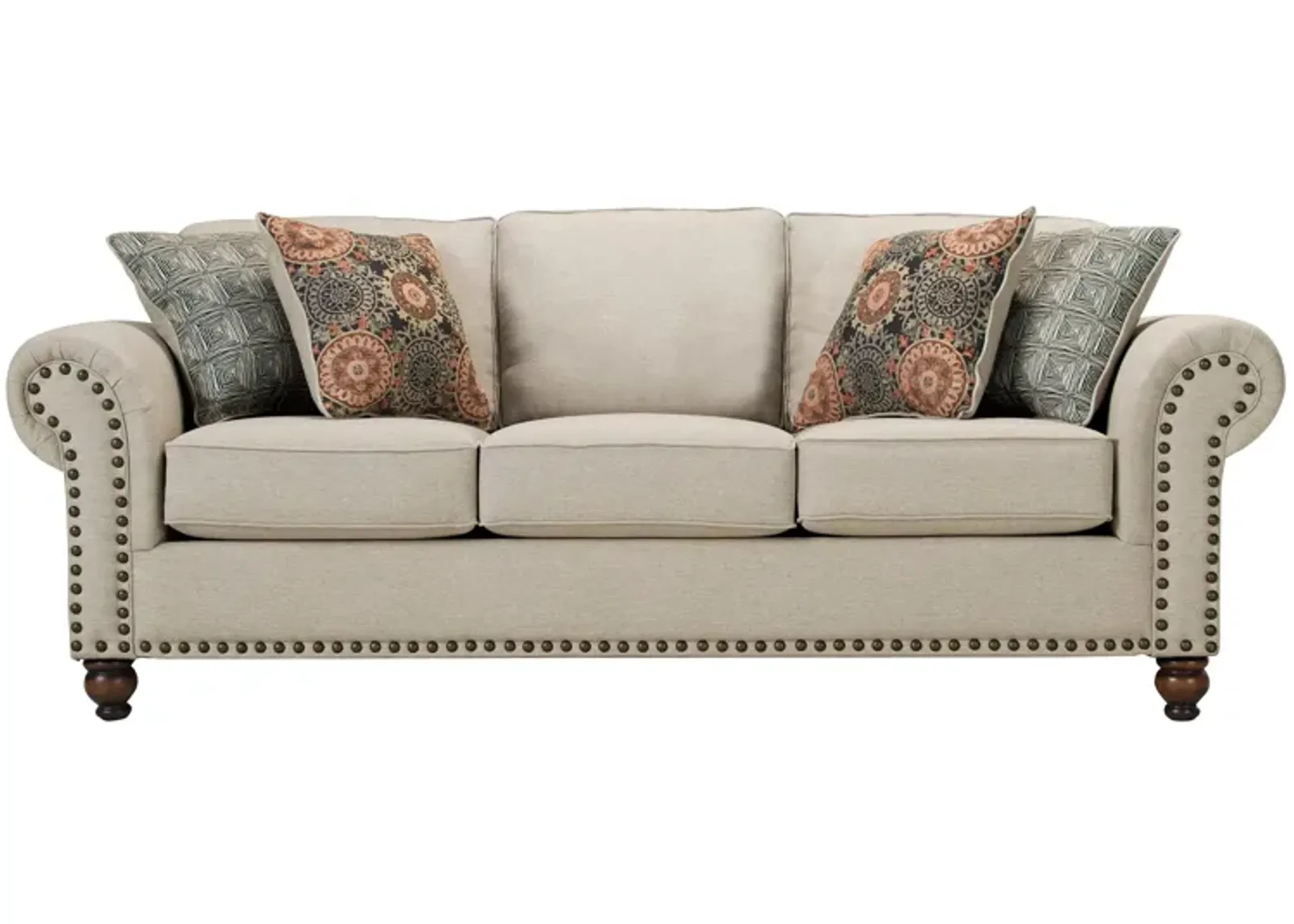 Corliss Sofa in Oatmeal / Walnut by Fusion Furniture