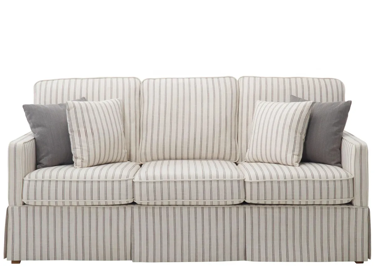 Ellwood Sofa in White/Gray Stripe by Bellanest